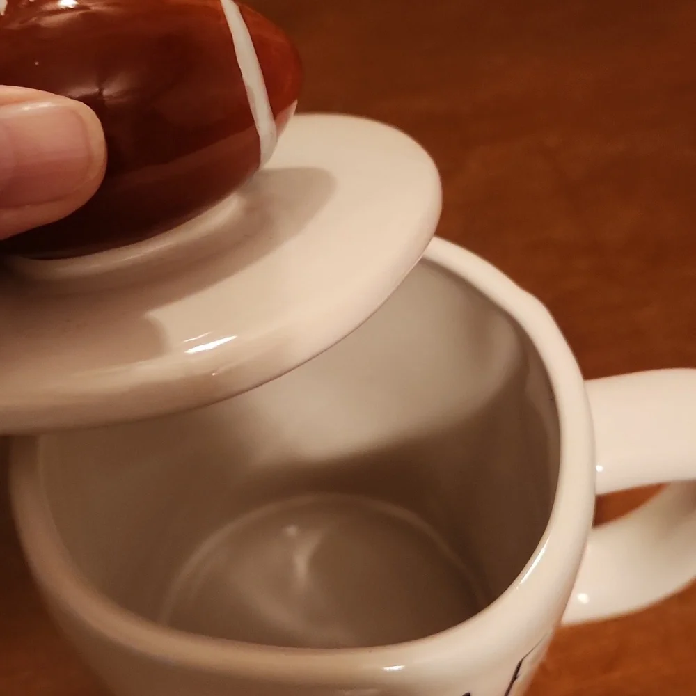 Rae Dunn Cream "Game Day" Mug with Brown Football Lid - Picture 6 of 8